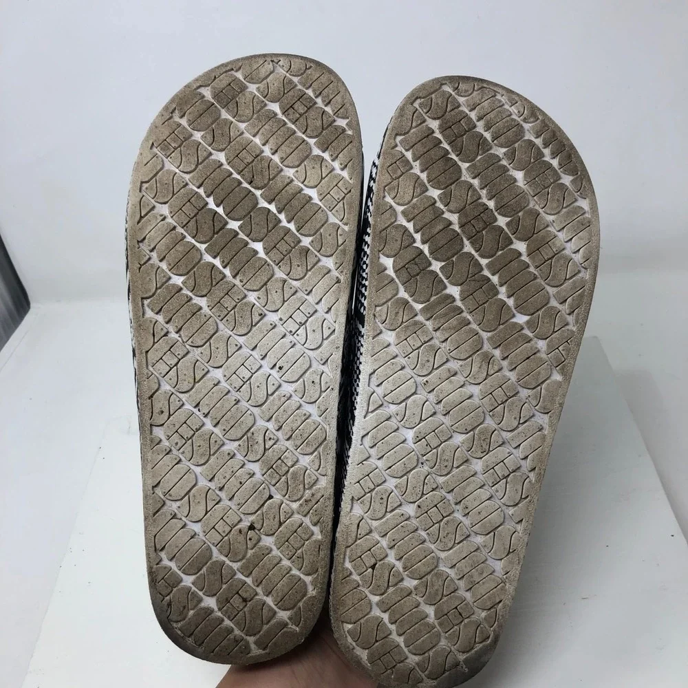 Freedom Moses Slides Womens US 7 8  Black White Snakeskin Print Sandals